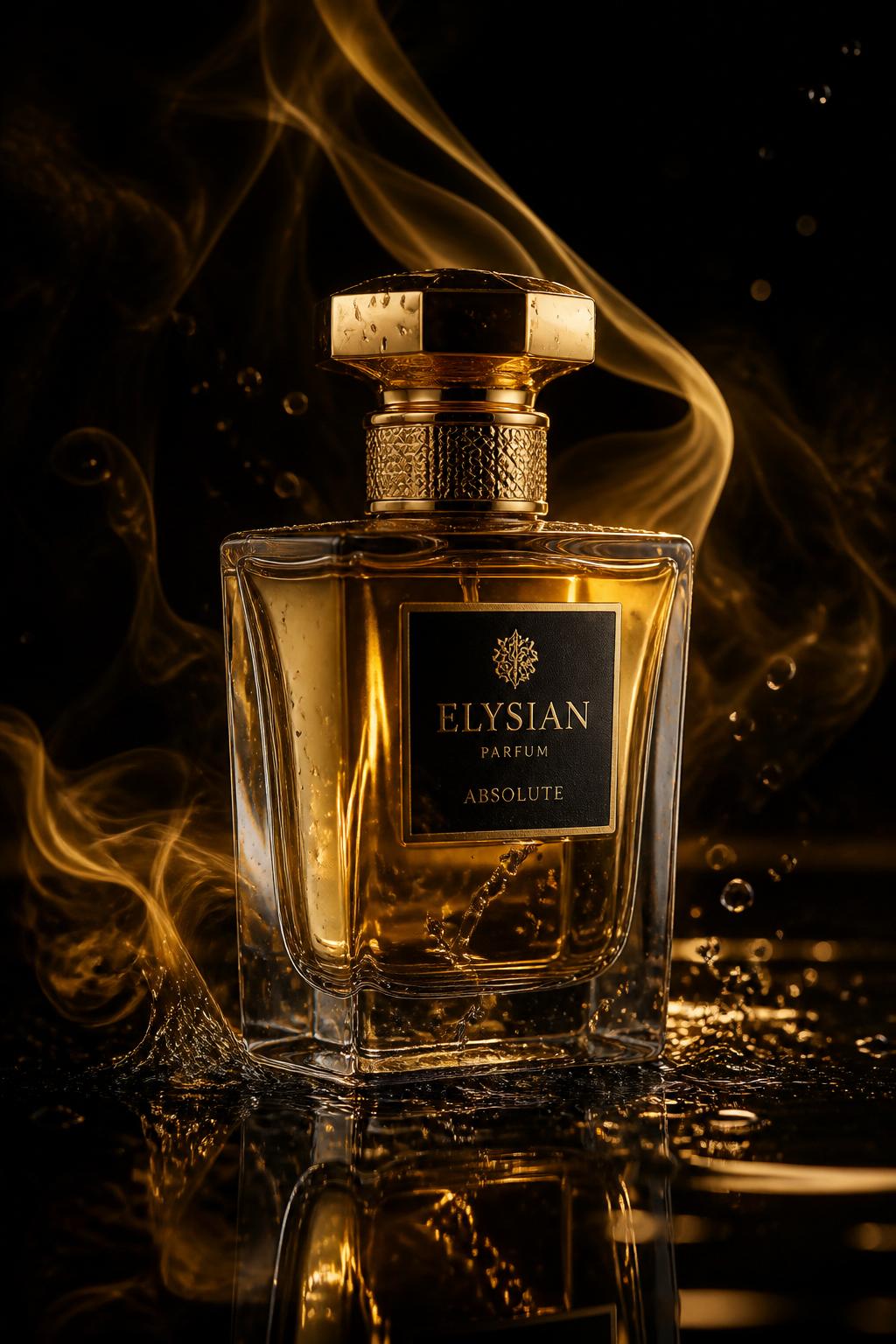 Scent Signal luxury perfume bottle with golden smoke